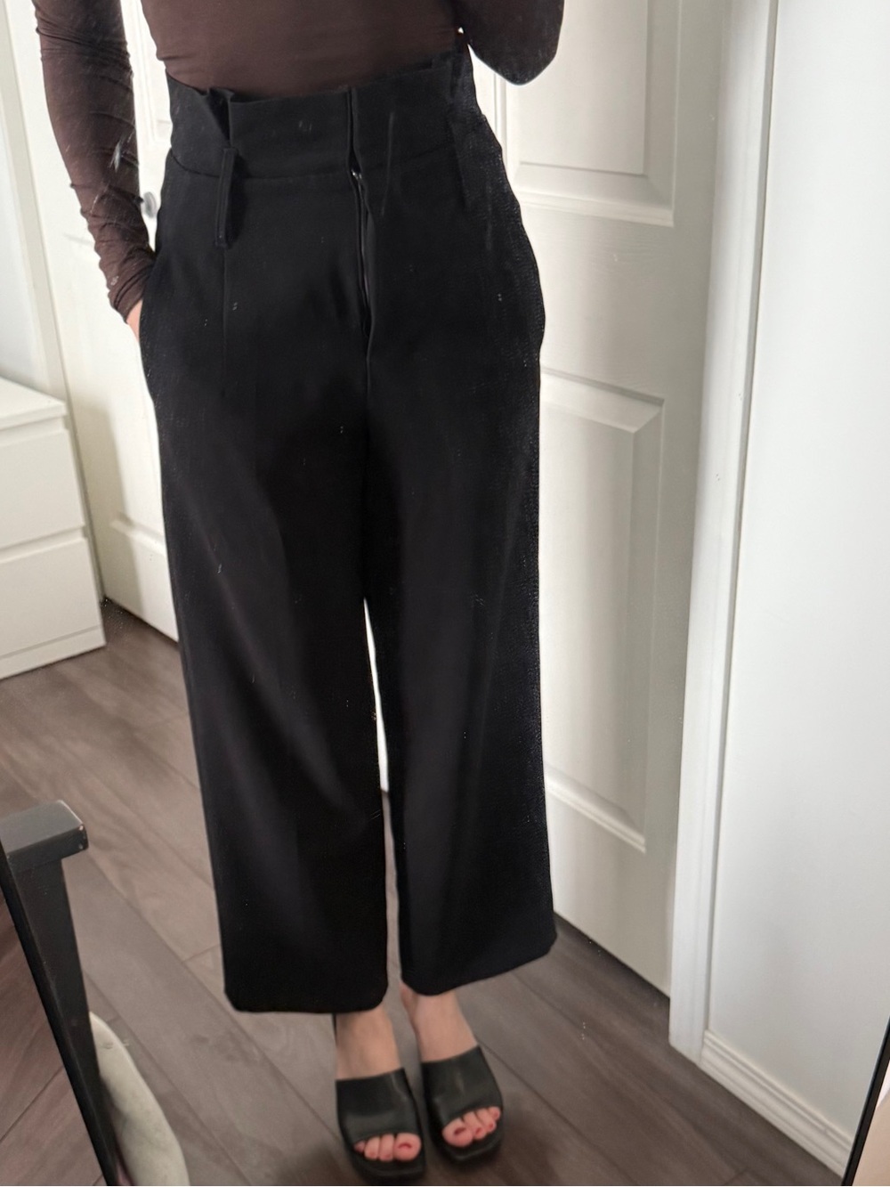 Aritzia Black High-Rise Wide-Leg Trousers - Picture 2 of 10